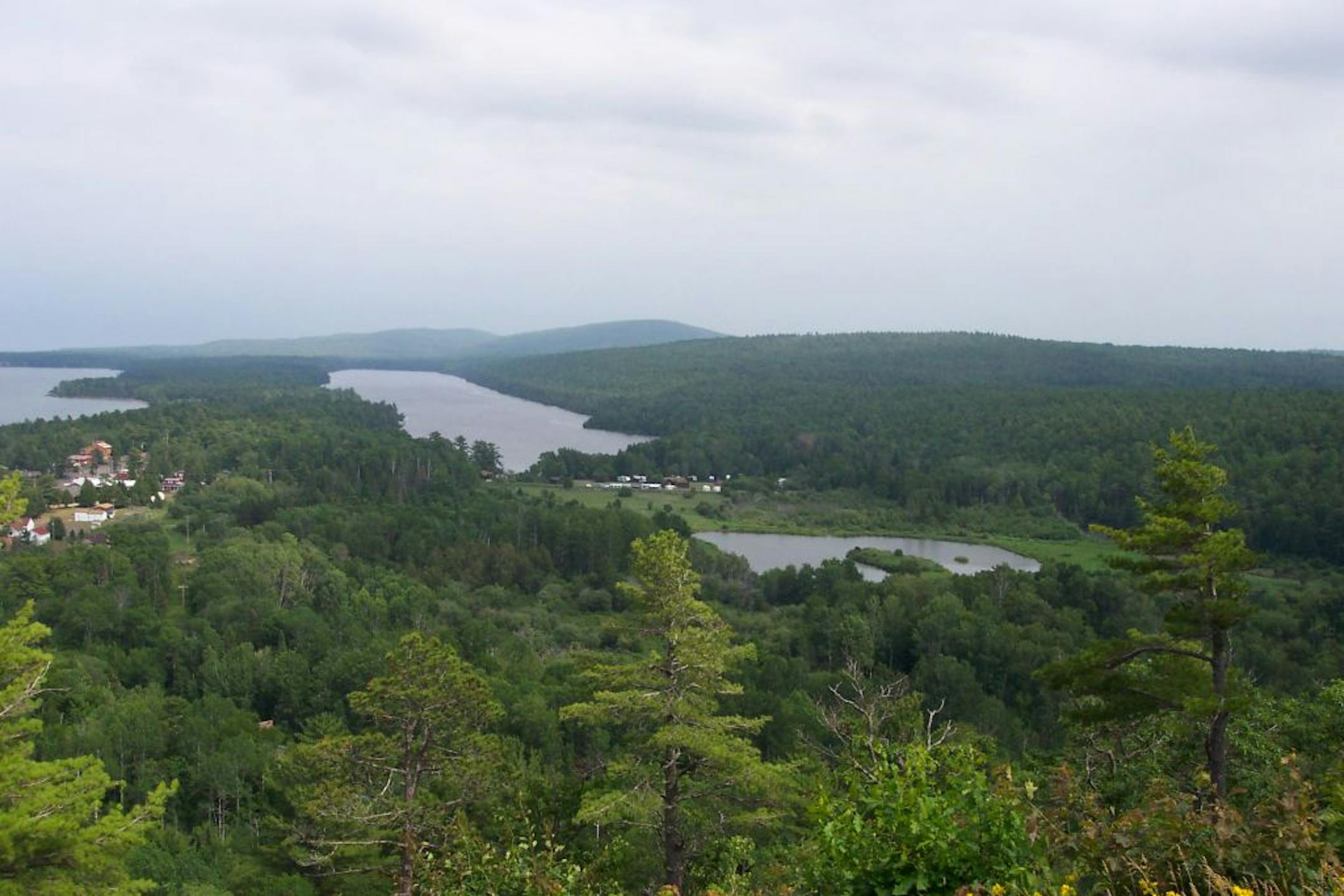 Impressive pines blanket the scenic shoreline of Copper Harbor, at the top of Michigan's Keweenaw Peninsula.