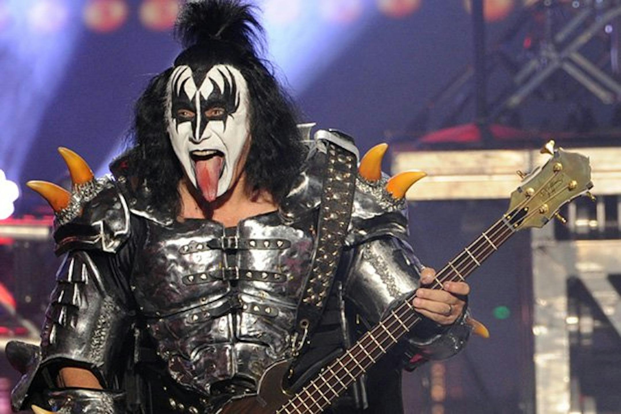 Gene Simmons performs with Kiss.
