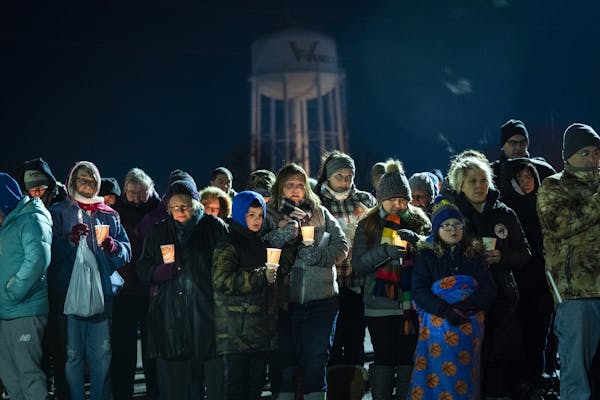 Hundreds of people attended a candlelight vigil for Arik Matson outside the Waseca Public Safety Building.