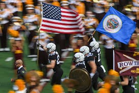 The Gophers took the field Saturday before the start of their 62-10 victory over Western Illinois at Huntington Bank Stadium.