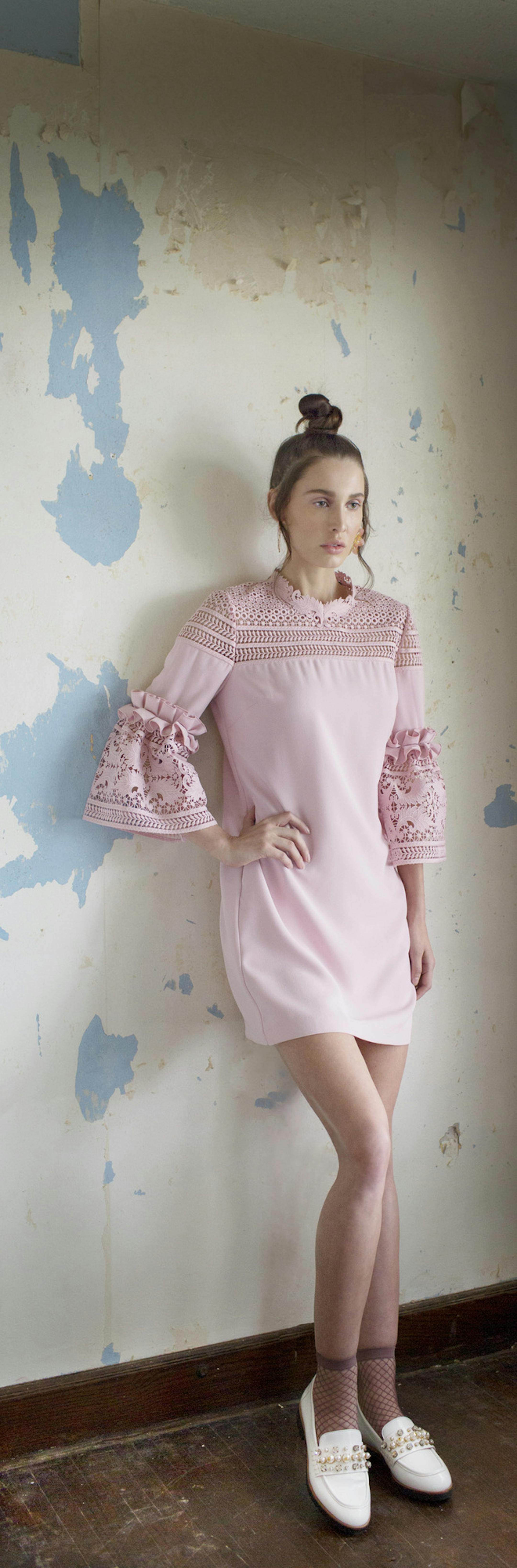 Picture Perfect: Finding refinement in a rustic remodel Peeling Paint
Ted Baker dress (pink) $98 nordstromrack.com
Kate Spade white shoes $55 macys.com
Baublebar orange earrings $36, fishnet socks $15 2-pack nordstrom.com Photographer: Joel Larson
Creative Director and Stylist: Barbara Schmidt, studiobstyle
Hair and Makeup Artist: Andrea Holton
Model Julianne Steege, Ignite Models
