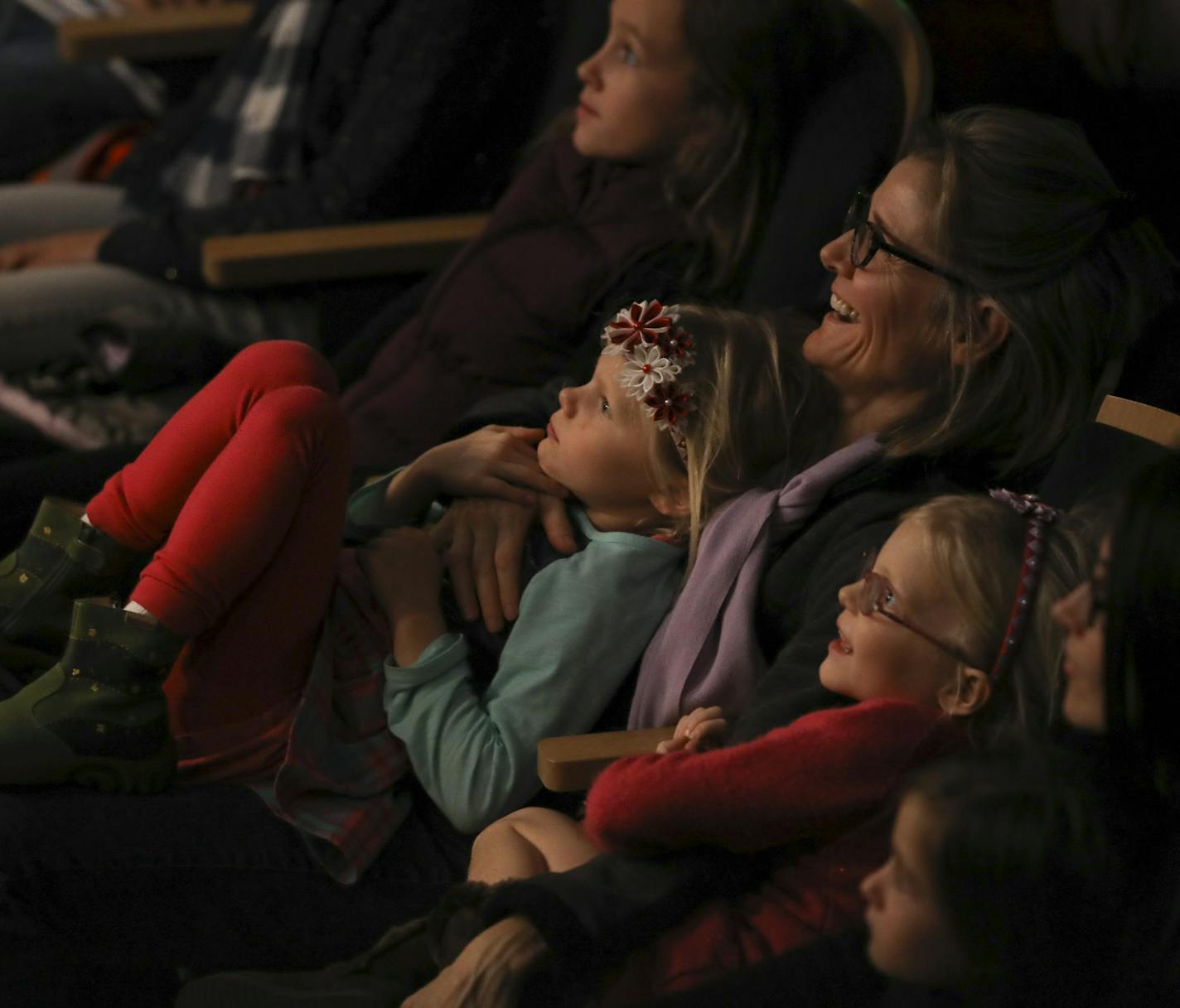 Karine Watne sat in the front row at Orchestra Hall with her twin daughters, Khloe, on her lap, and Kamille, 7. ] JEFF WHEELER &#xef; jeff.wheeler@startribune.com The Minnesota Orchestra has been performing more concerts of late where the full orchestra plays the score to a movie live while the film is projected above them. They will begin the entire series of Harry Potter movies next month, but on Sunday afternoon, November 27, 2016 the orchestra played the score while "Ratatouille" was project