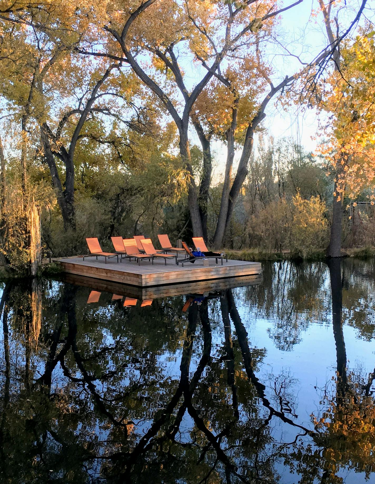 Time for quiet reading on lounge chairs near hot springs. (Jean Hopfensperger)