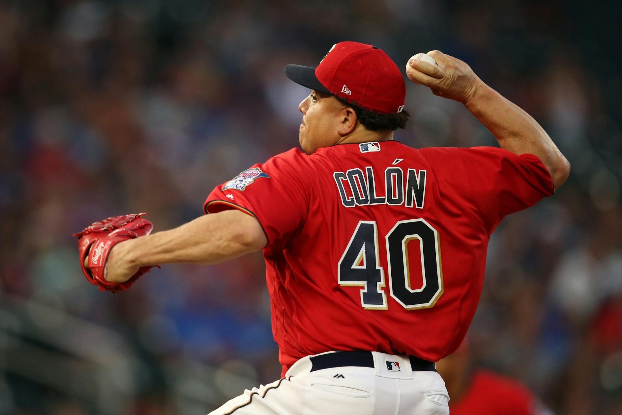Minnesota Twins starting pitcher Bartolo Colon (40) delivered a pitch in the first inning.