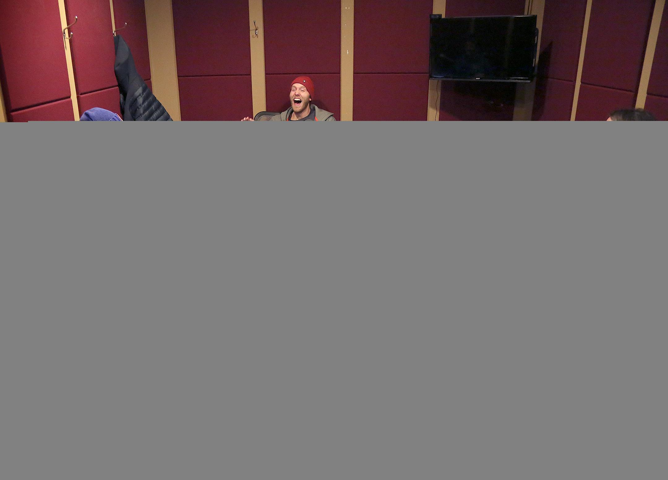 Twin Cities comedians record a podcast.