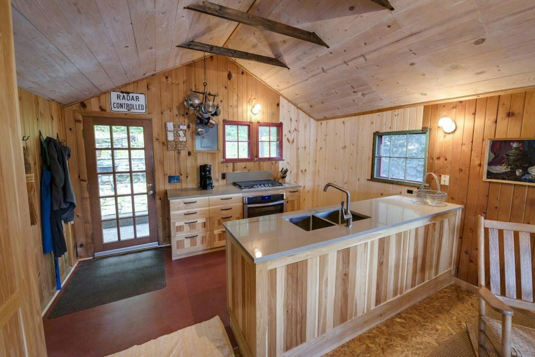 The recently modeled kitchen features new cabinets and quartz countertops.
