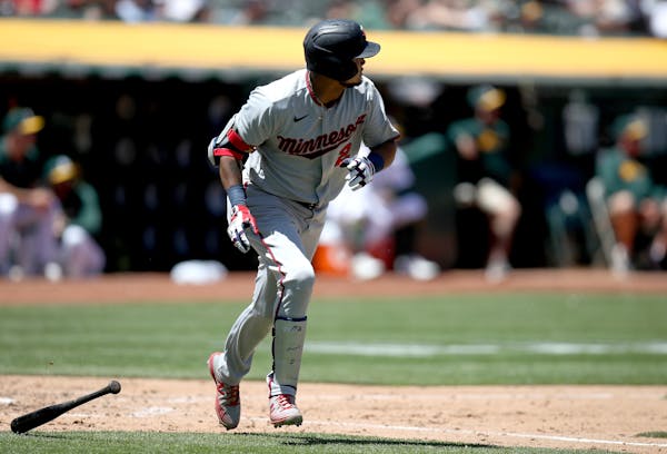 The Twins’ Luis Arraez doubled Wednesday against the Athletics in Oakland. 