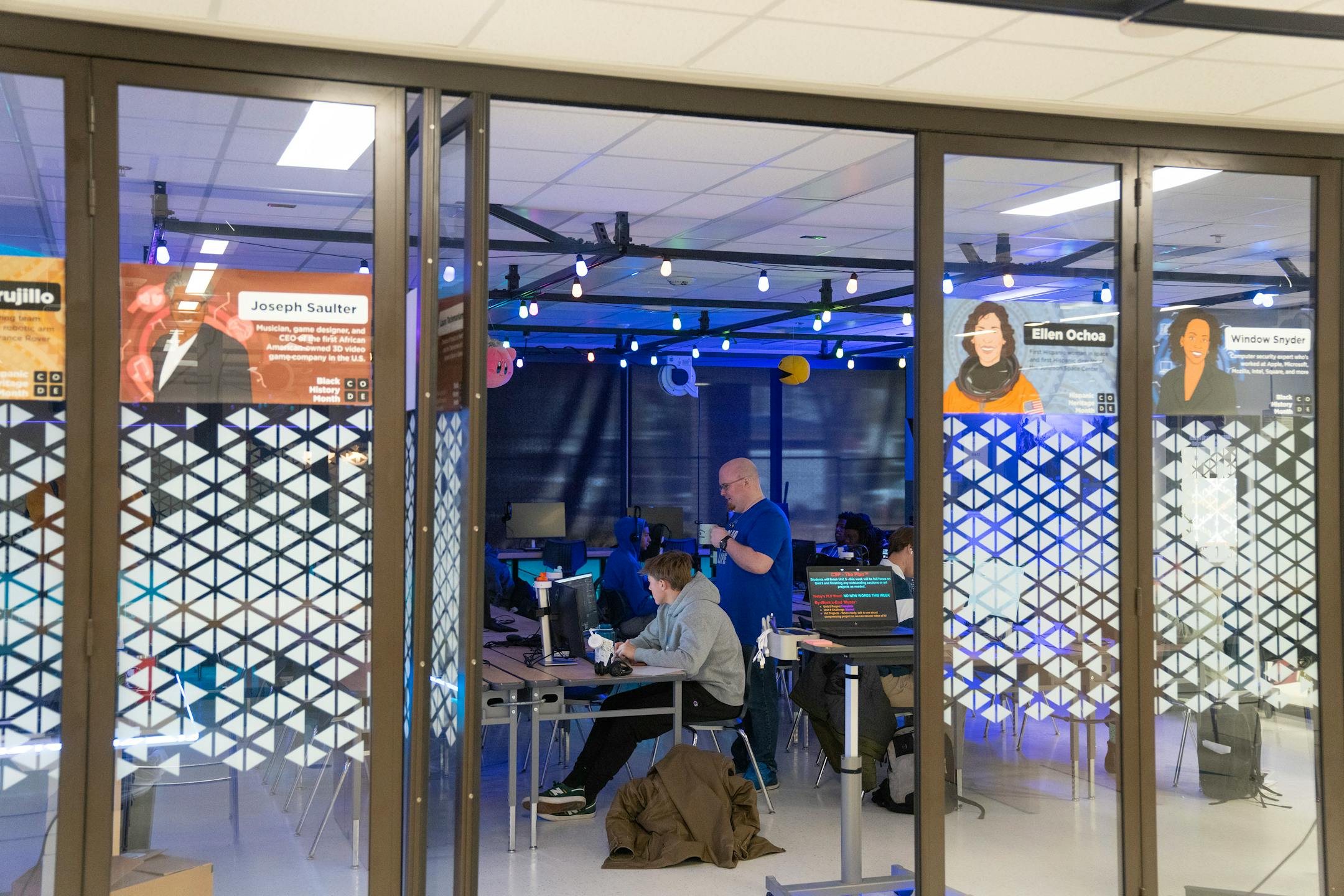 Students work on the basics of programming through game design in their Computer Science Principles class Tuesday, Nov. 07, 2023, at the Career &amp; Technical Education Center in North Minneapolis School in Minneapolis, Minn. ]