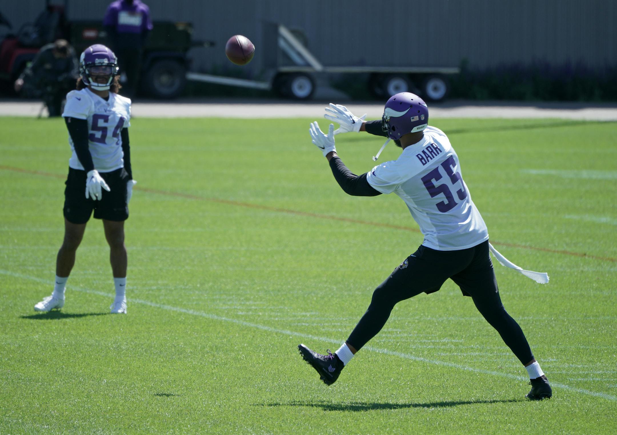 Vikings began OTA's at TCO Performance Center. Anthony Barr (right) and Eric Kendricks.
