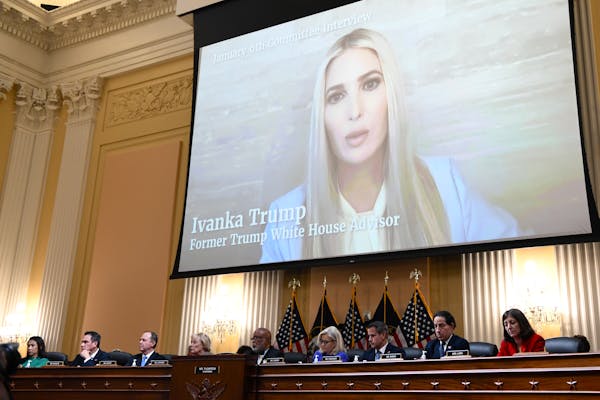 Remarks from Ivanka Trump are shown during the first public hearing of the House Select Committee to Investigate the January 6th Attack, on Capitol Hi