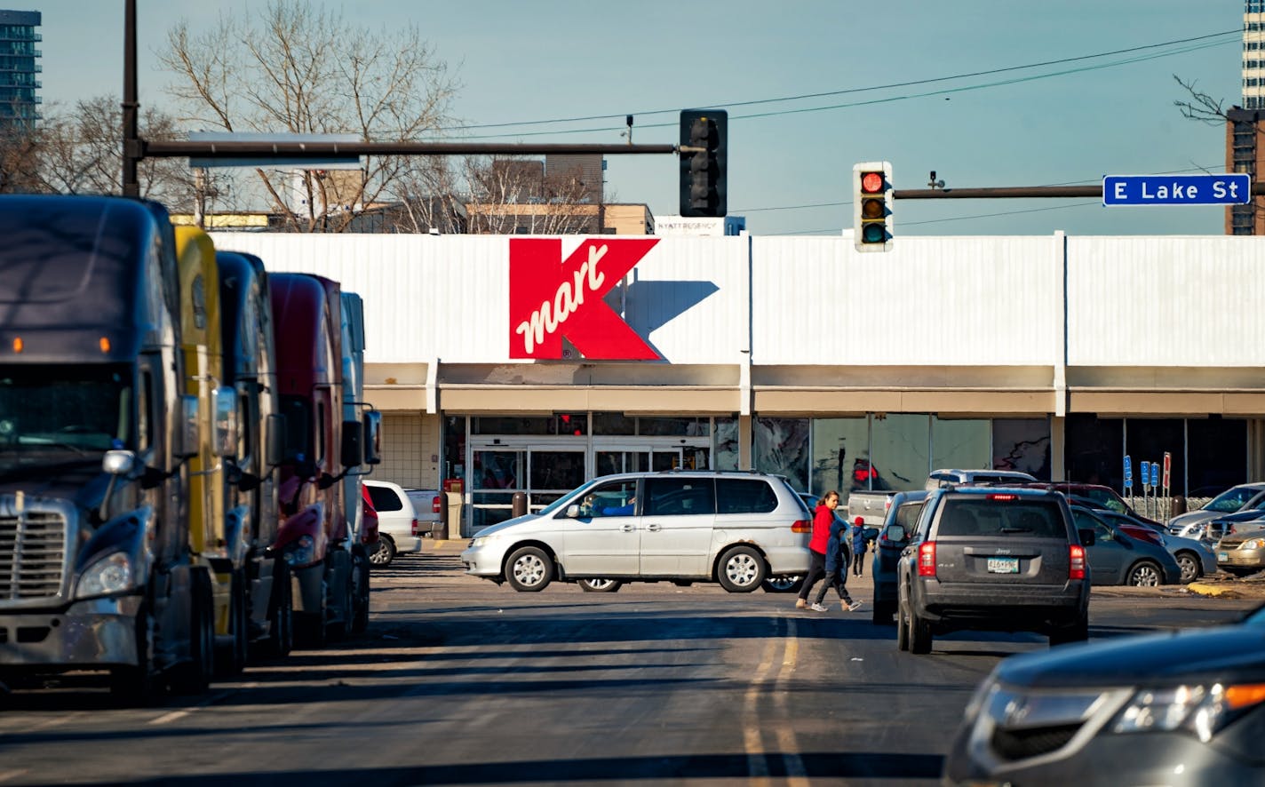 The Minneapolis Kmart will be removed to reopen Nicollet Ave at Lake St., Minneapolis.