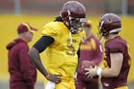 Gophers coach Jerry Kill on quarterback MarQueis Gray: "You can tell he's thrown the ball a lot. He's been accurate all spring."