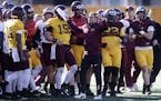 Gophers football coach P.J. Fleck took his team outside during football practice on March 21.