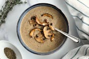 Three types of mushrooms help give Creamy Roasted Mushroom Soup its earthy flavor.