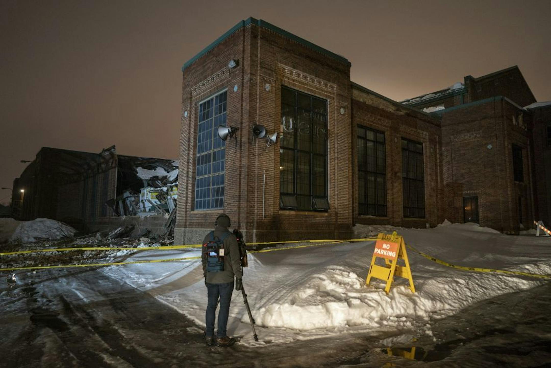 The cattle barn at the Minnesota State Fairgrounds collapsed Tuesday night.