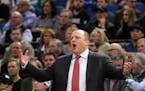 Minnesota Timberwolves head coach Tom Thibodeau reacted to a missed shot during the second half. ] ANTHONY SOUFFLE � anthony.souffle@startribune.com