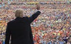 President Donald Trump waves to the crowd after speaking at the 2017 National Scout Jamboree in Glen Jean, W.Va., Monday, July 24, 2017.