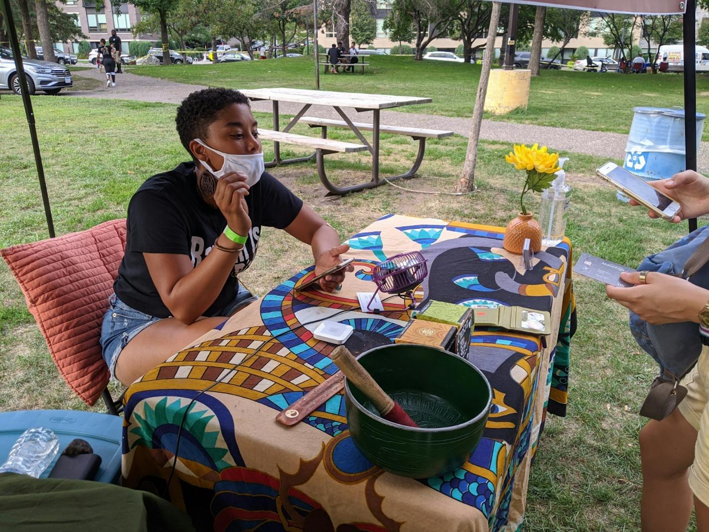 Jasmine Greene sold natural body products through her business Roots of Ruth at the Black Entrepreneur State Fair in Minneapolis.