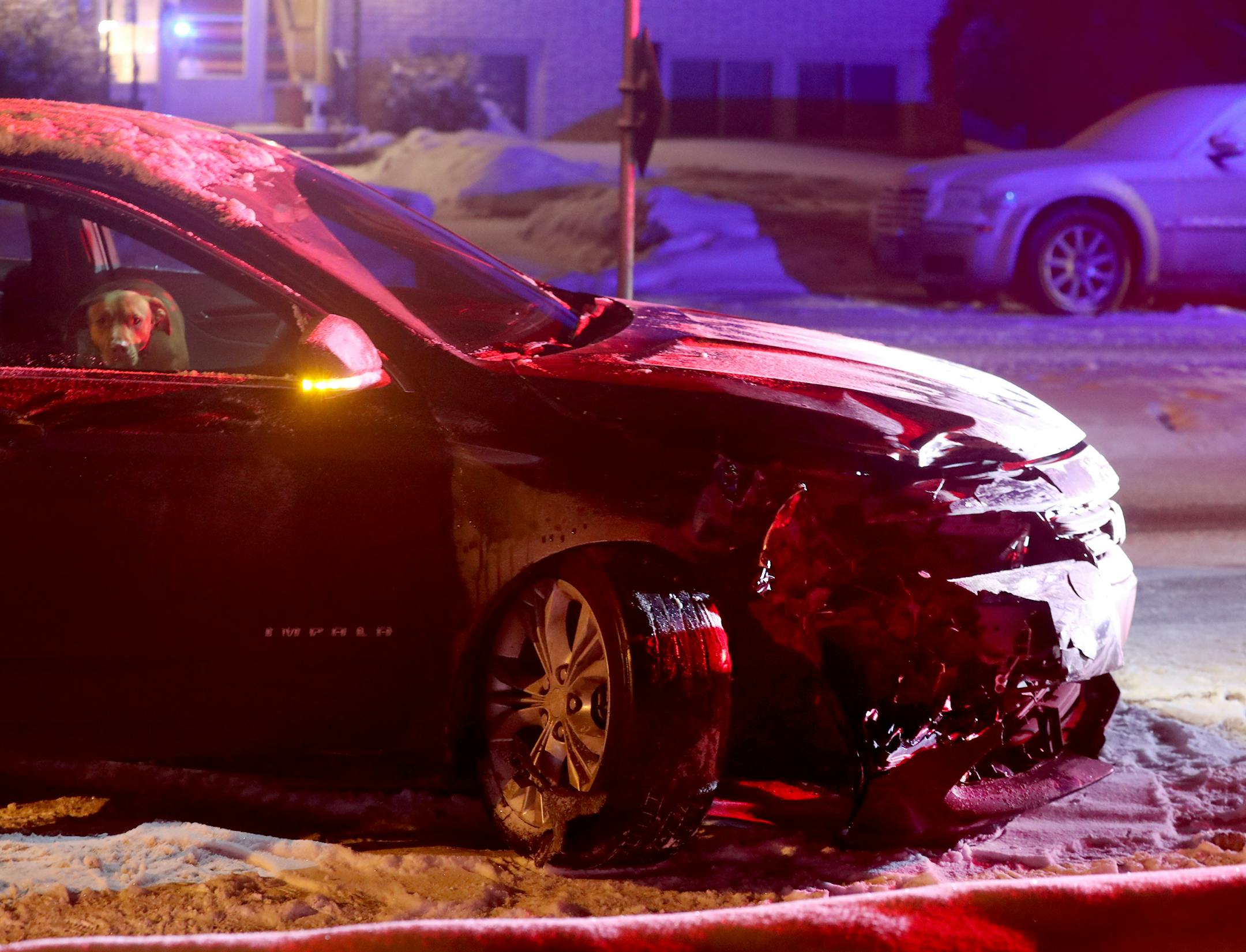 This car spun out in Minneapolis on Feb. 7.