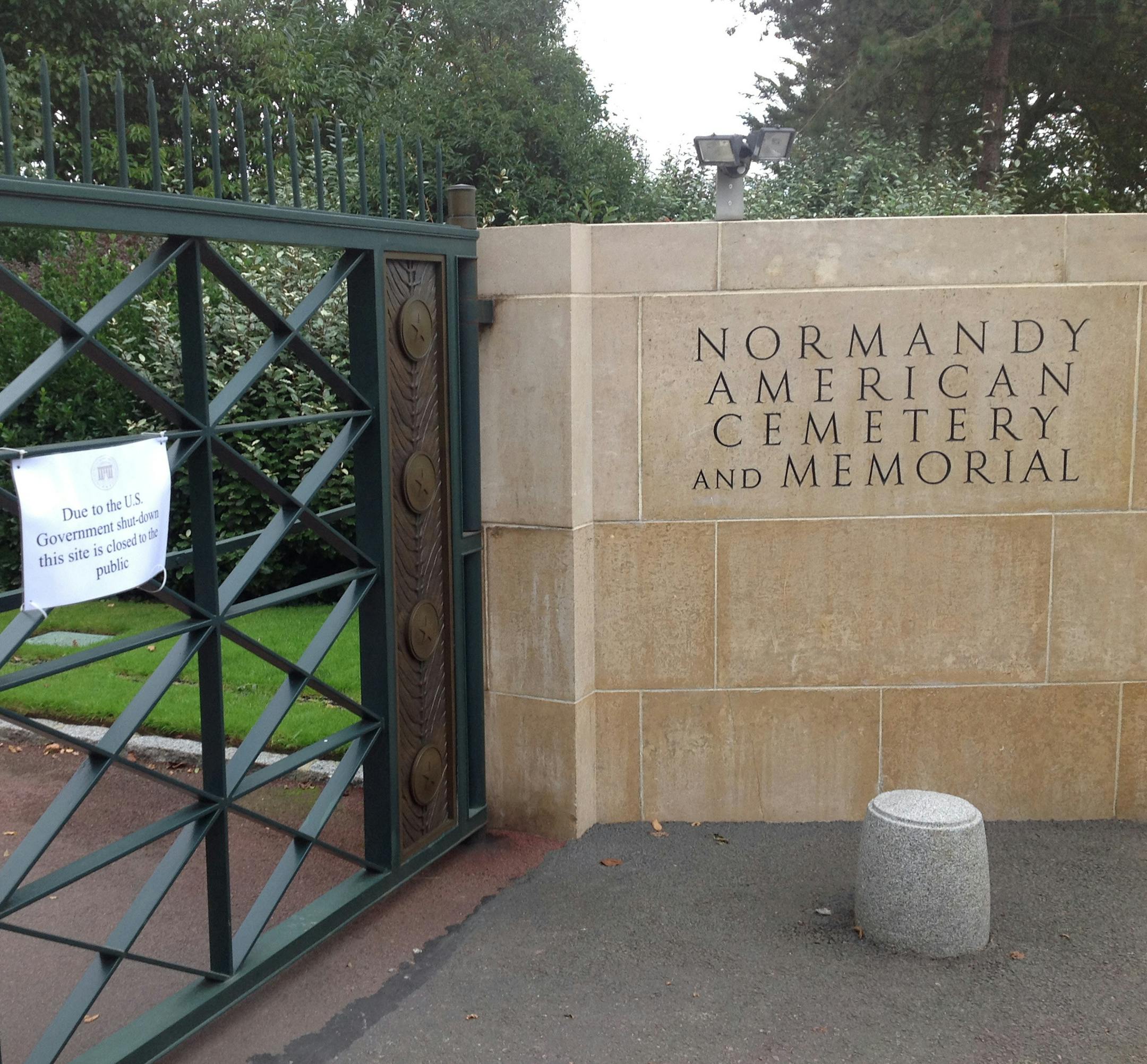 My husband and I had been planning our trip to France for months. The highlight was to be a tour of the Normandy D-day beaches and especially the American Cemetary. Today was the tour, and you can imagine our disappointment when we learned the cemetery was closed due to the US government shutdown. More than likely, we will not be able to return for another visit. However, as I toured the the landing beaches and heard the stories of unsurpassed bravery of the young American men who worked togethe