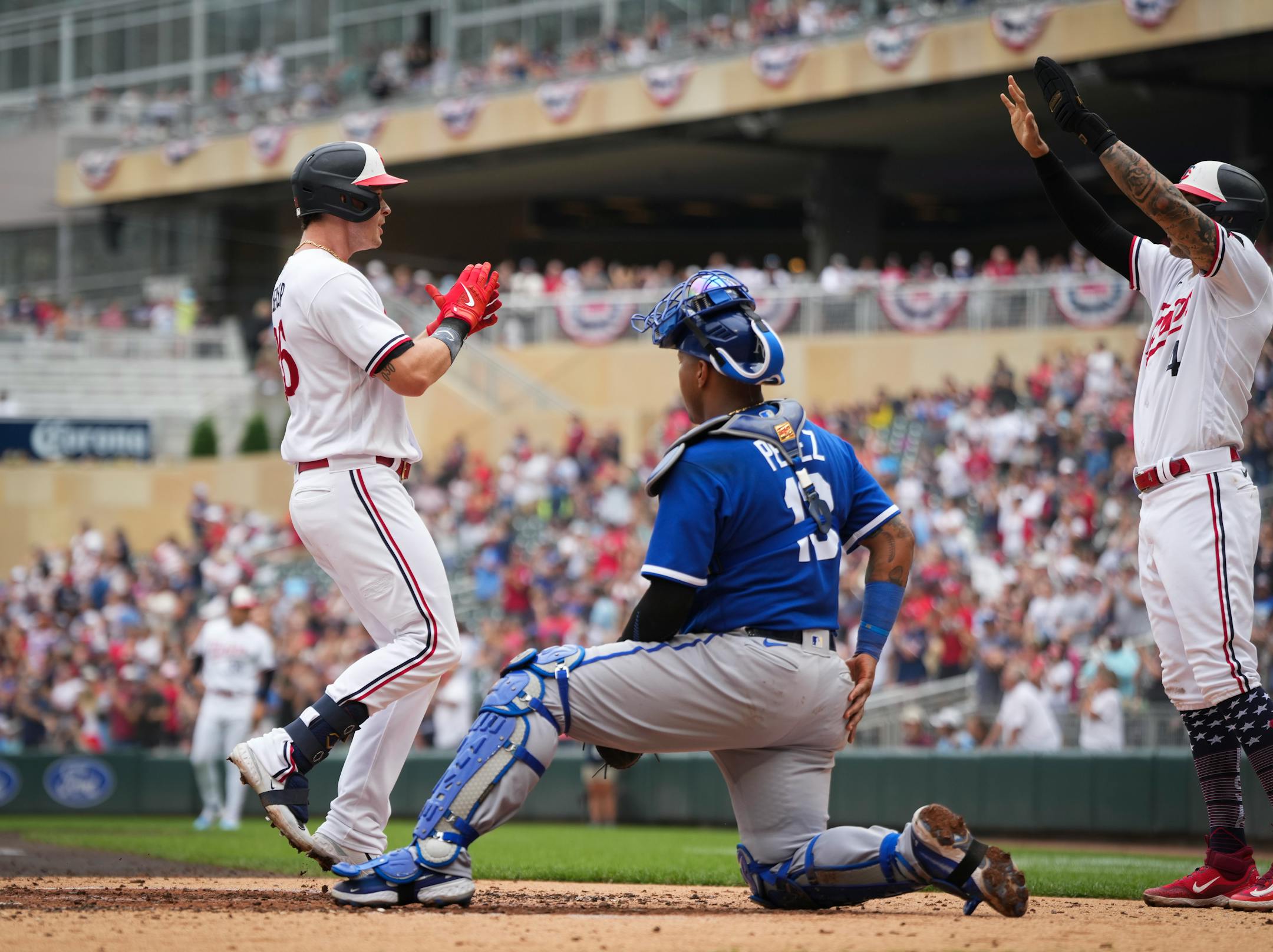 Minnesota Twins right fielder Max Kepler (26) runs home after hitting a three-run home run in the third inning.