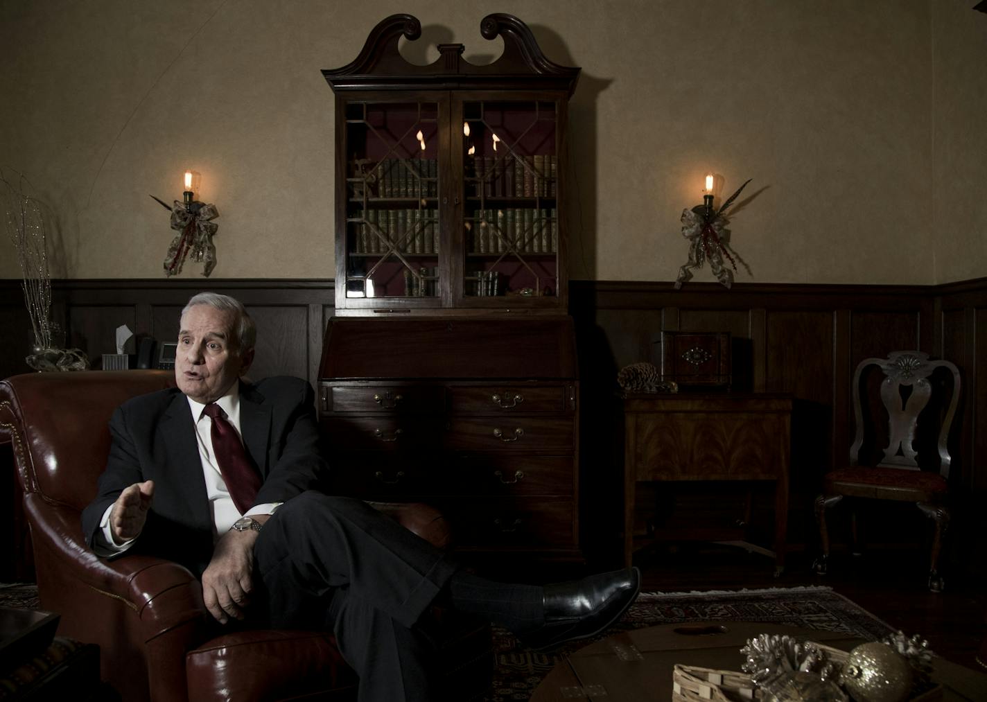 Minnesota Governor Mark Dayton photographed during an interview at the Minnesota Governor's Residence.