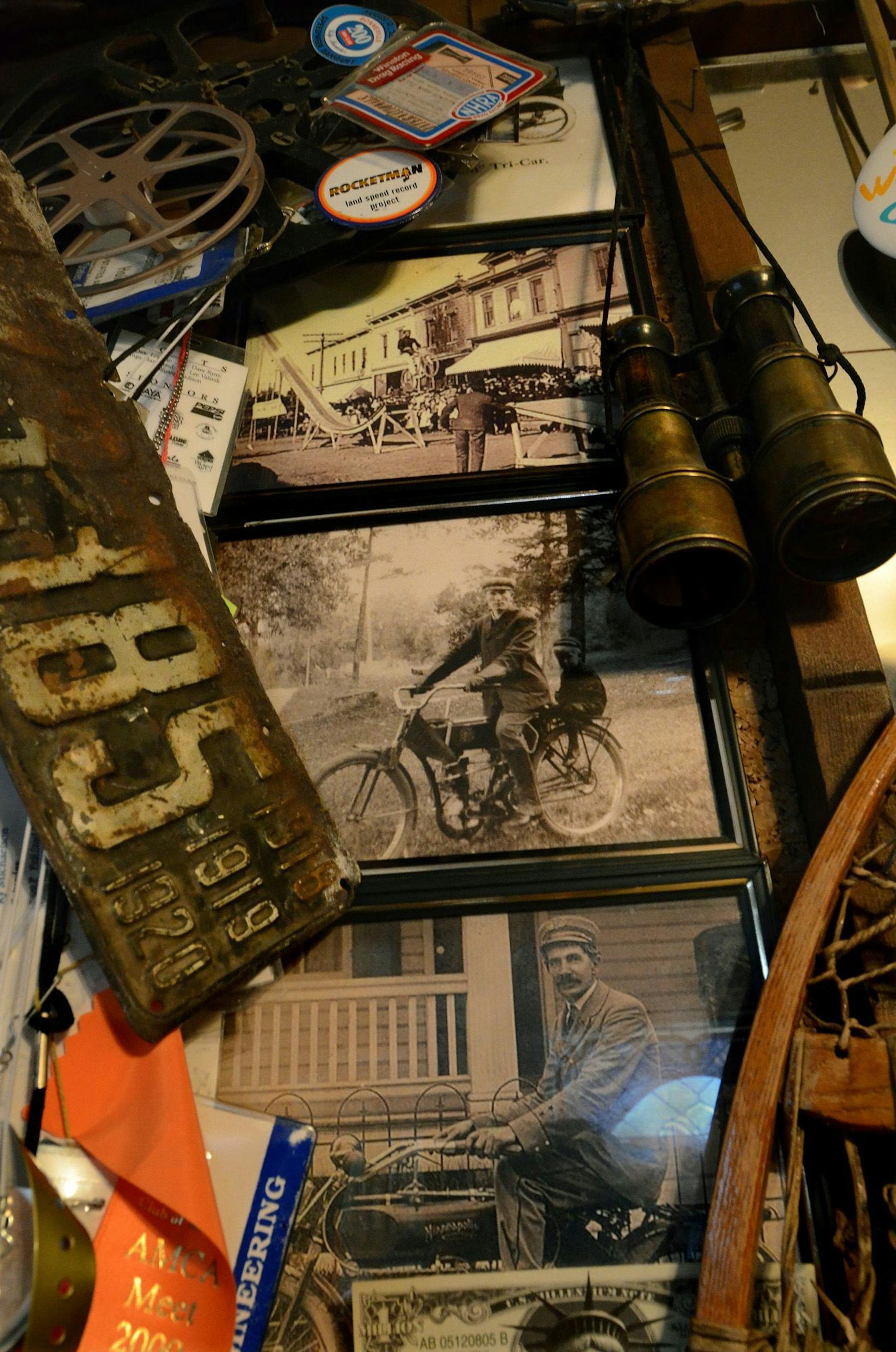 The walls of the office are lined with family photos and artifacts and other memorabilia.