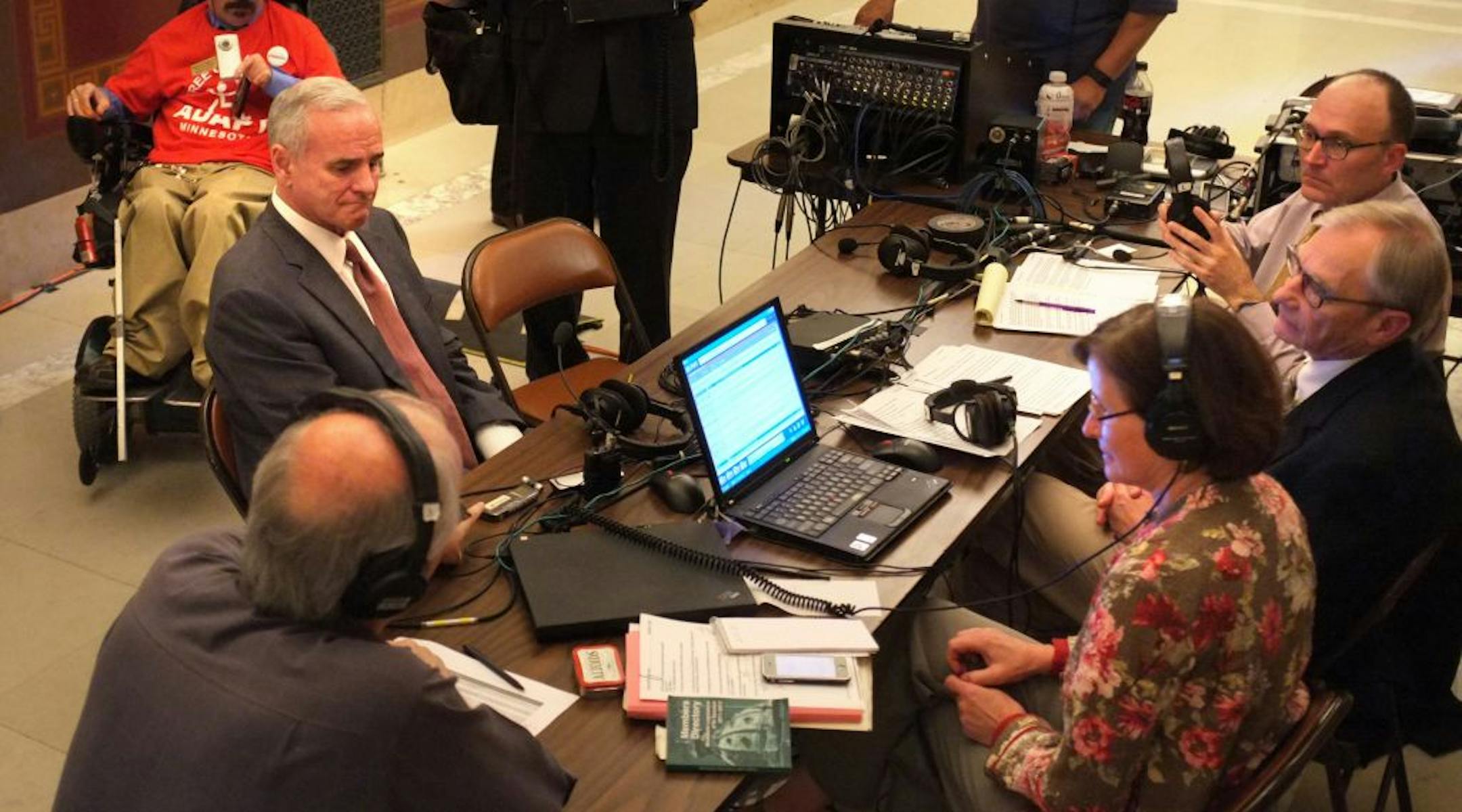 Gov. Mark Dayton prepared to talk with Minnesota Public Radio on Monday about the state of budget talks. On the final day of the legislative session, Dayton and GOP legislative leaders were divided over balancing the state budget.