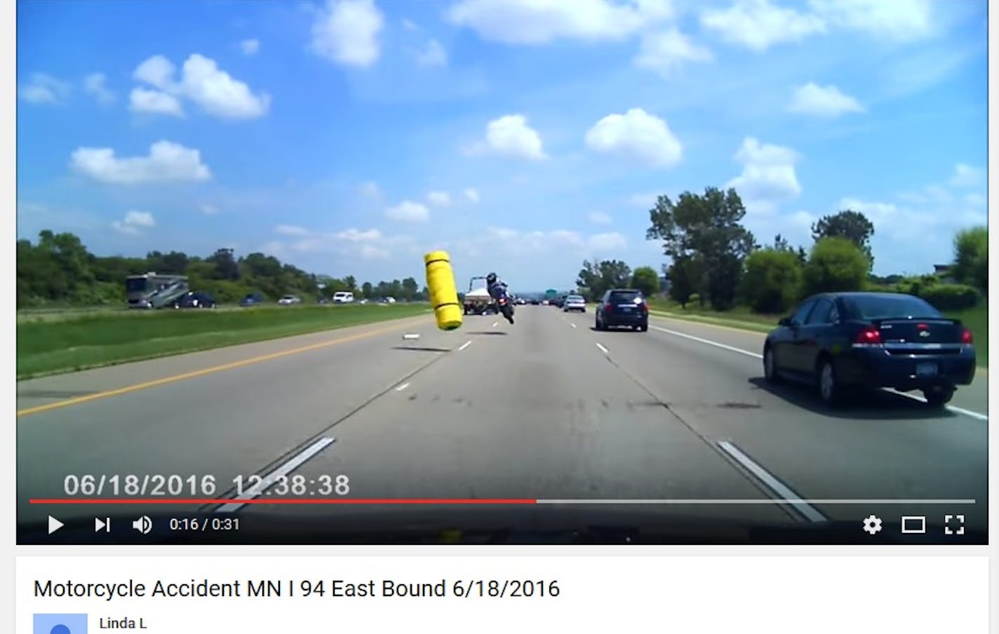 A framegrab from a dashcam video from Linda Leverty's car.