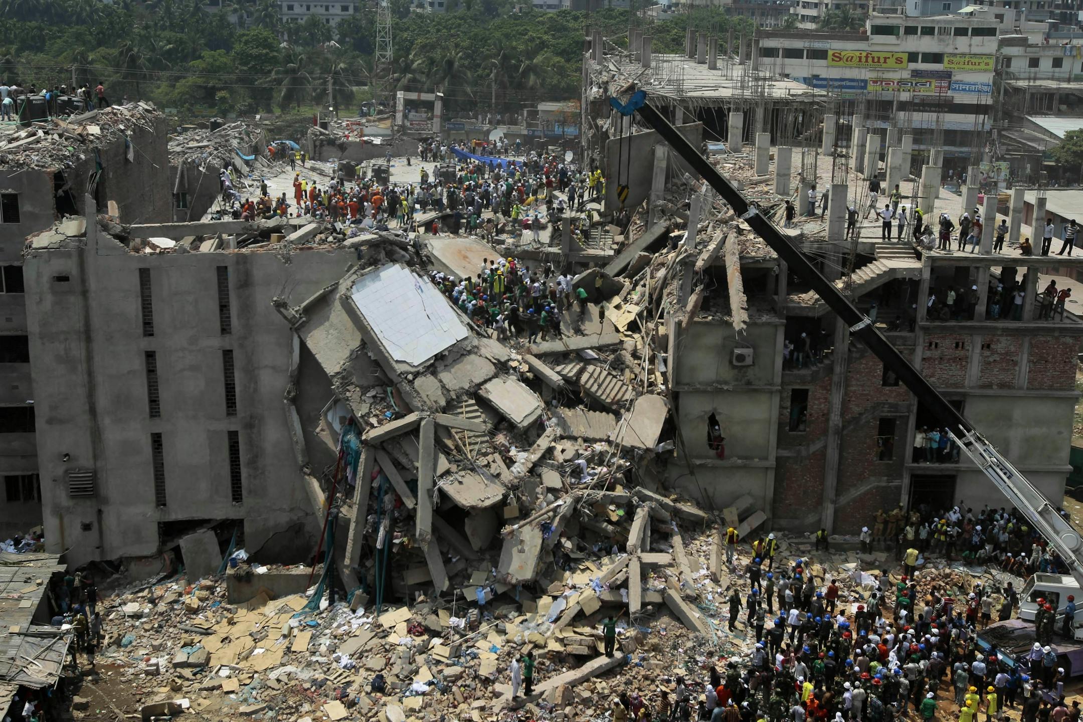 The site of a building that collapsed in Savar, near Dhaka, Bangladesh on April 25, 2013.