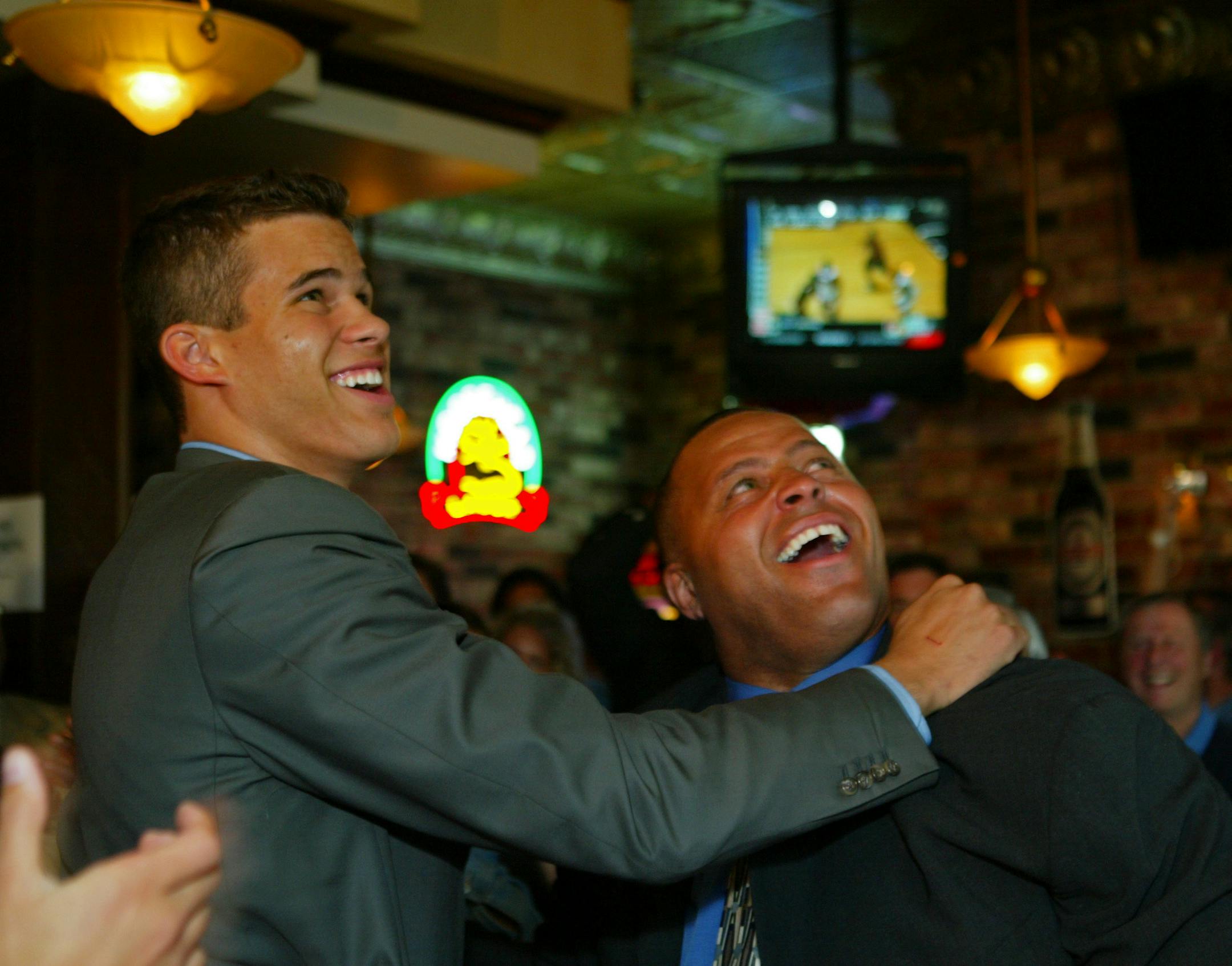 Kris Humphries, who played the 2003-04 season for the Gophers, celebrated with his father Bill after being selected 14th overall by the Utah Jazz in the 2004 NBA draft. Since then, no U of M player has heard his named called in the NBA draft.