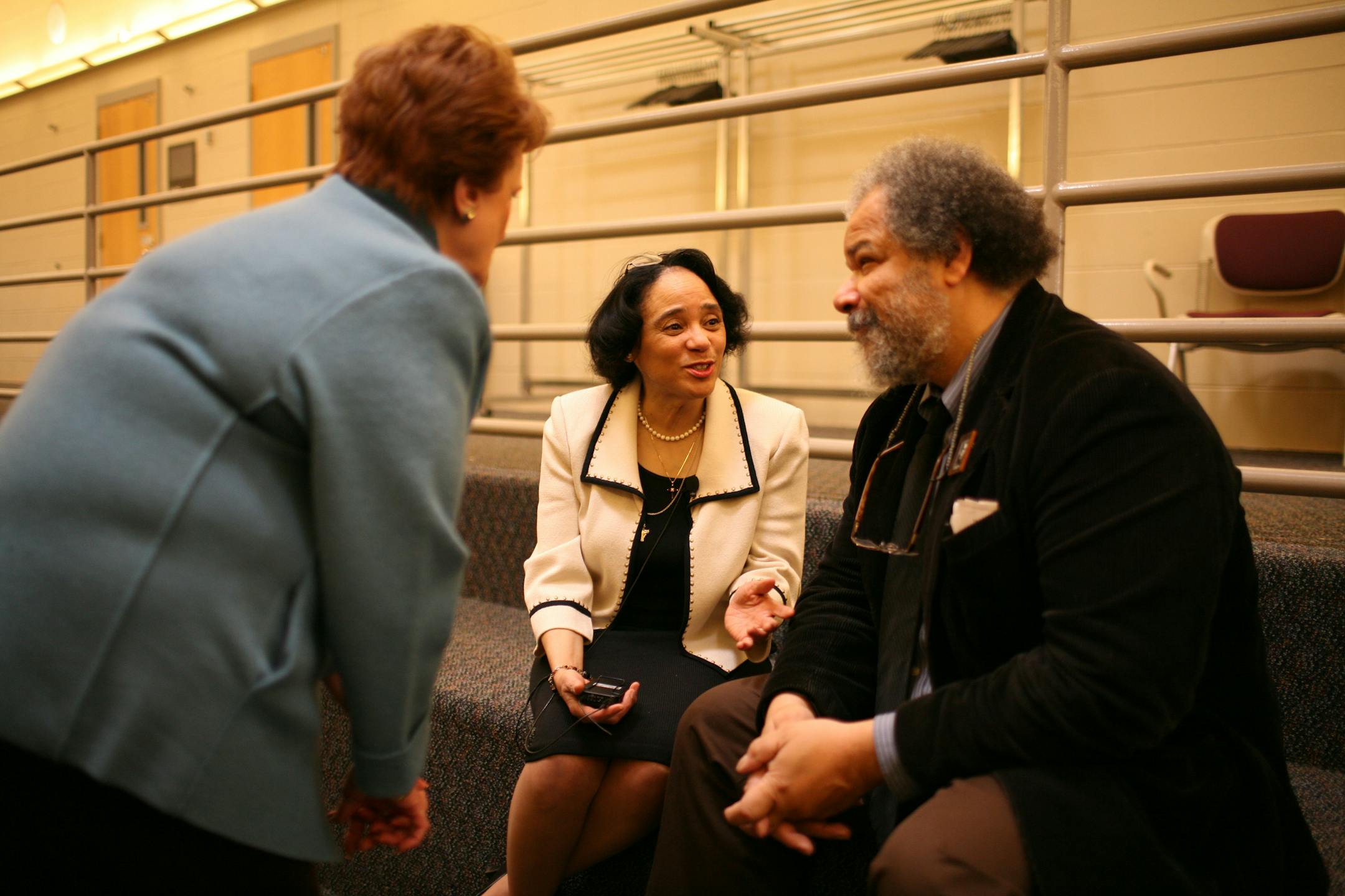 Carol Johnson, center, who is currently superintendent of Boston Public Schools, chatted with Twin Cities educator Barbara Shin, left, and Minneapolis Schools Superintendent Bill Green during a break in the University of Minnesota's Urban Leadership Academy session Monday on the St. Paul campus.