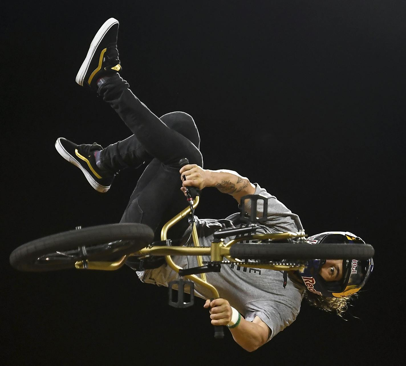 Coco Zurita, of Chile, competes in the X Games vert finals outside US Bank Stadium, Thursday, July 19, 2018, in Minneapolis, Minn. (Aaron Lavinsky/Star Tribune via AP)