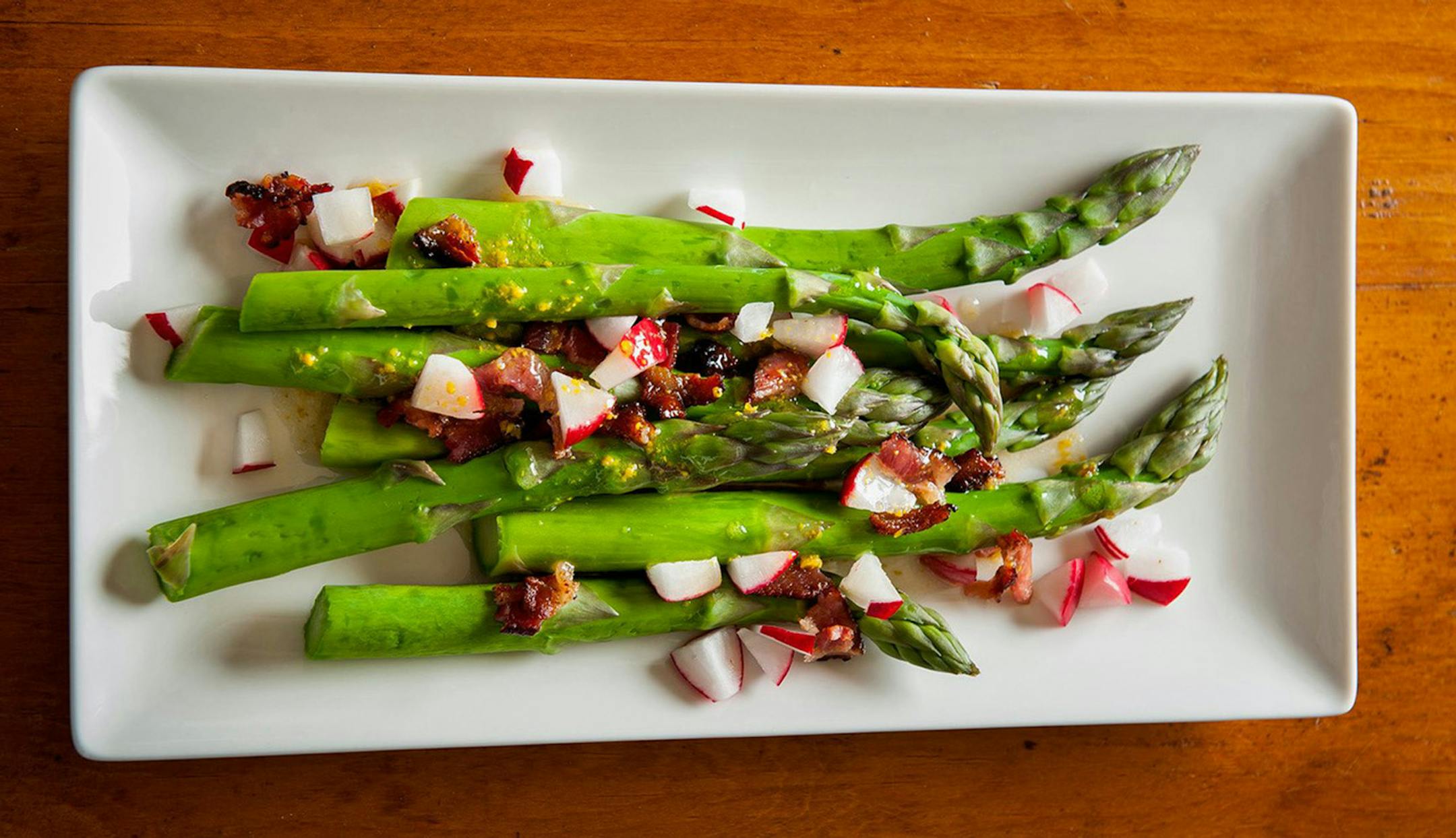 Asparagus Salad & Radish Salad in Bacon Vanaigrette