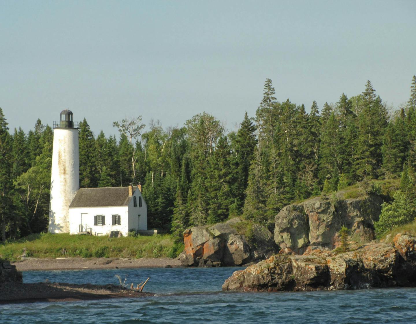 Rock Harbor Lighthouse, built in 1855, is the oldest lighthouse on Isle Royale.