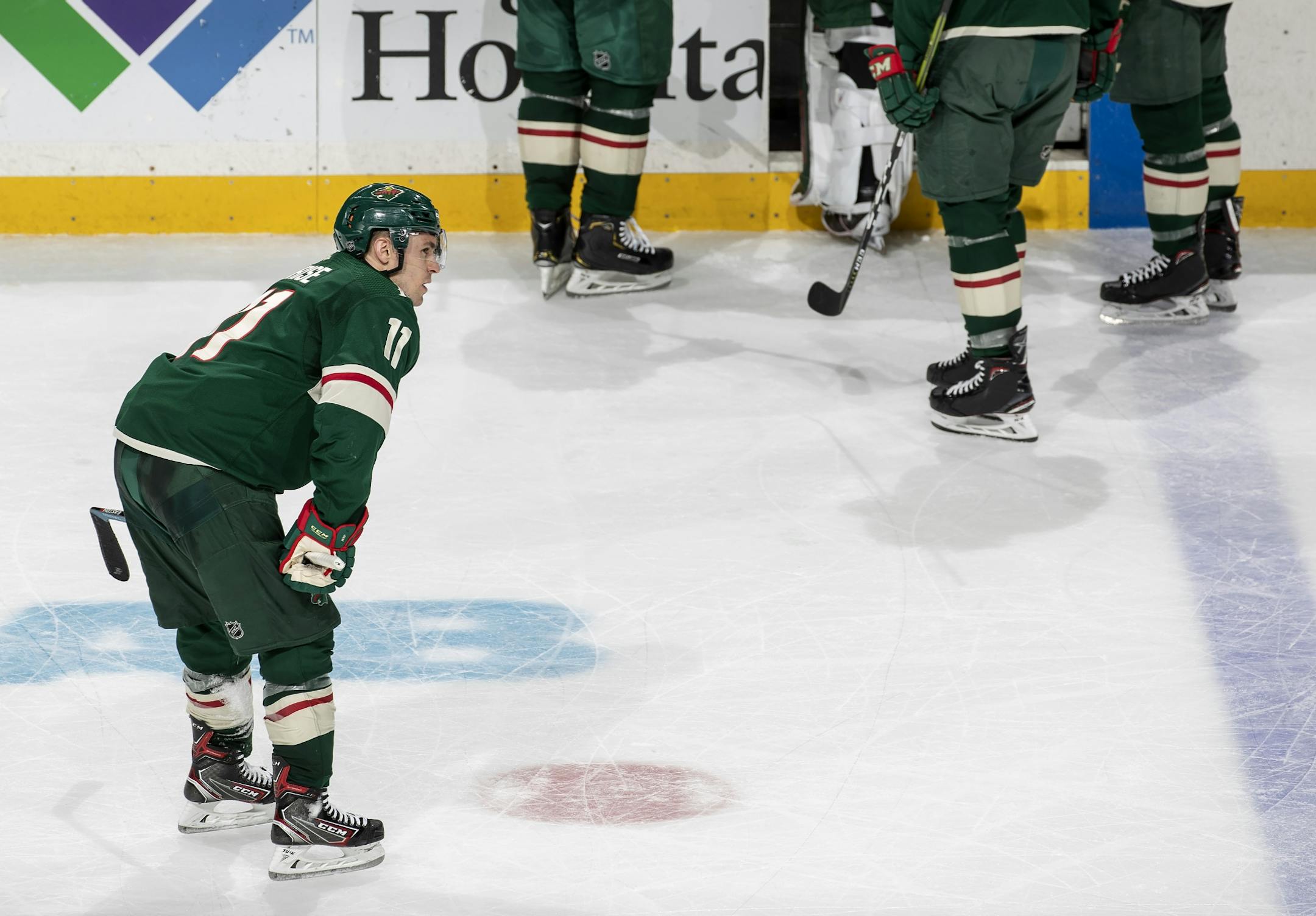 Zach Parise (11) skated off the ice at the end of the game. Colorado beat Minnesota 3-1.