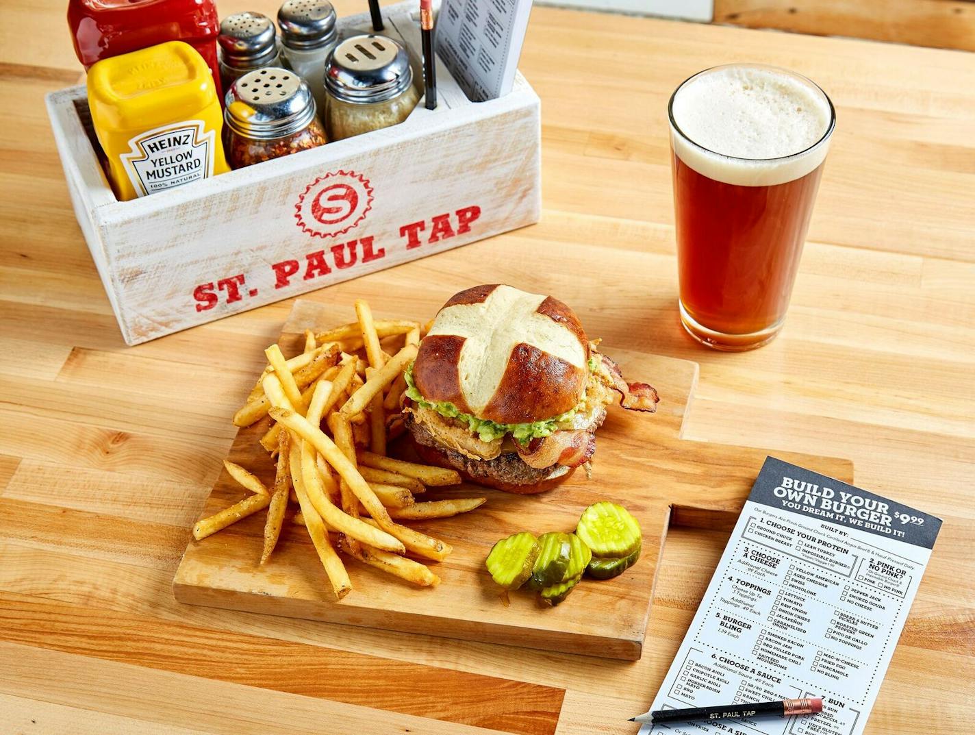 A customizable burger at St. Paul Tap.