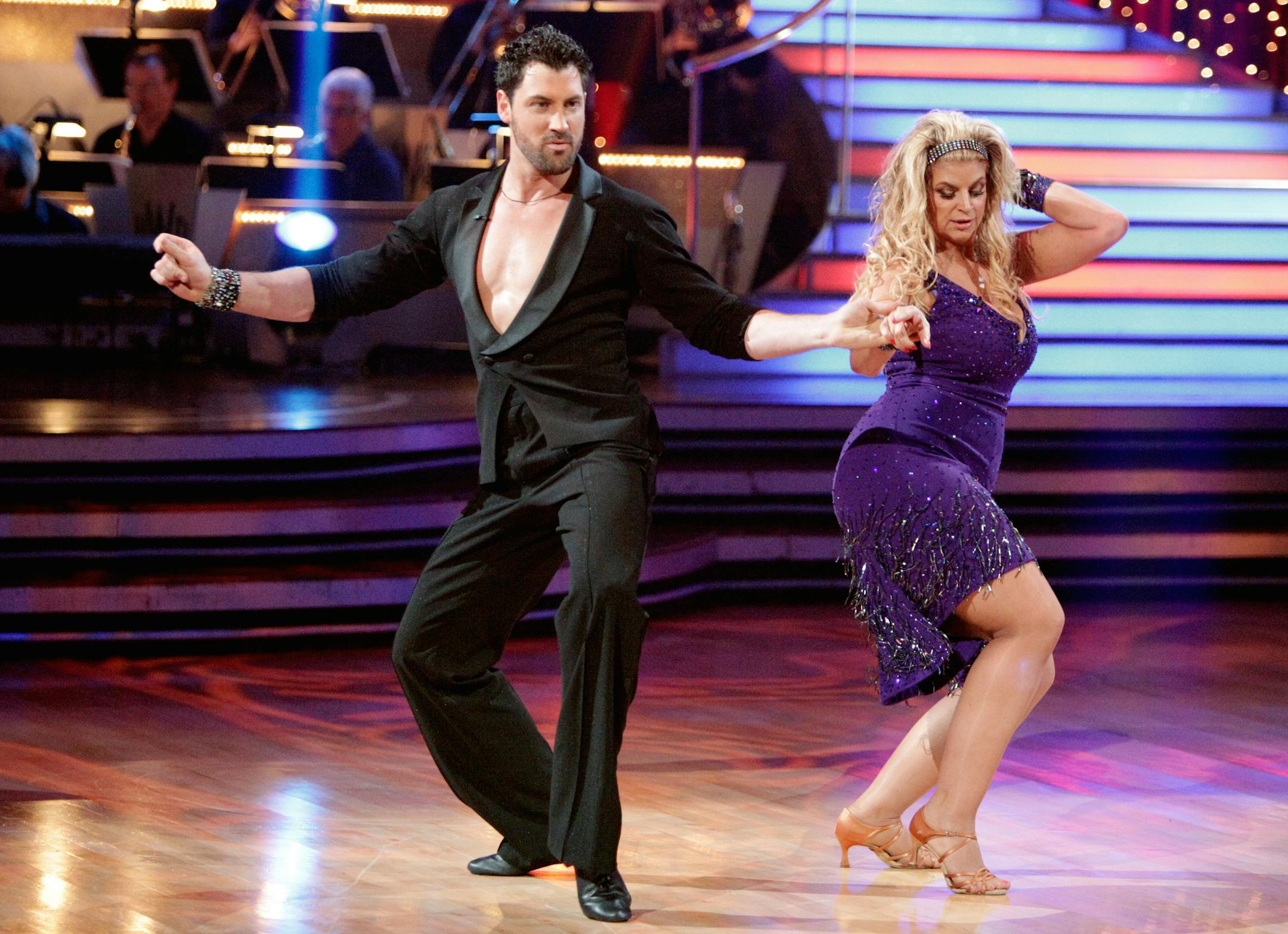 Kirstie Alley and her partner Maksim Chmerkovskiy compete during the celebrity dance competition "Dancing with the Stars"