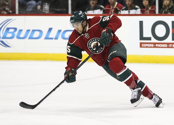 Wild defenseman Matt Dumba in the first period during the Minnesota Wild vs. the Pittsburgh Penguins pre-season NHL game at the Xcel Energy Center on 