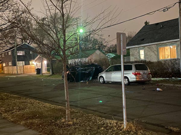 A stolen Toyota Camry crashed at Rose and Sylvan, where it struck a light pole and flipped on its side, on St. Paul's North End on Monday night.