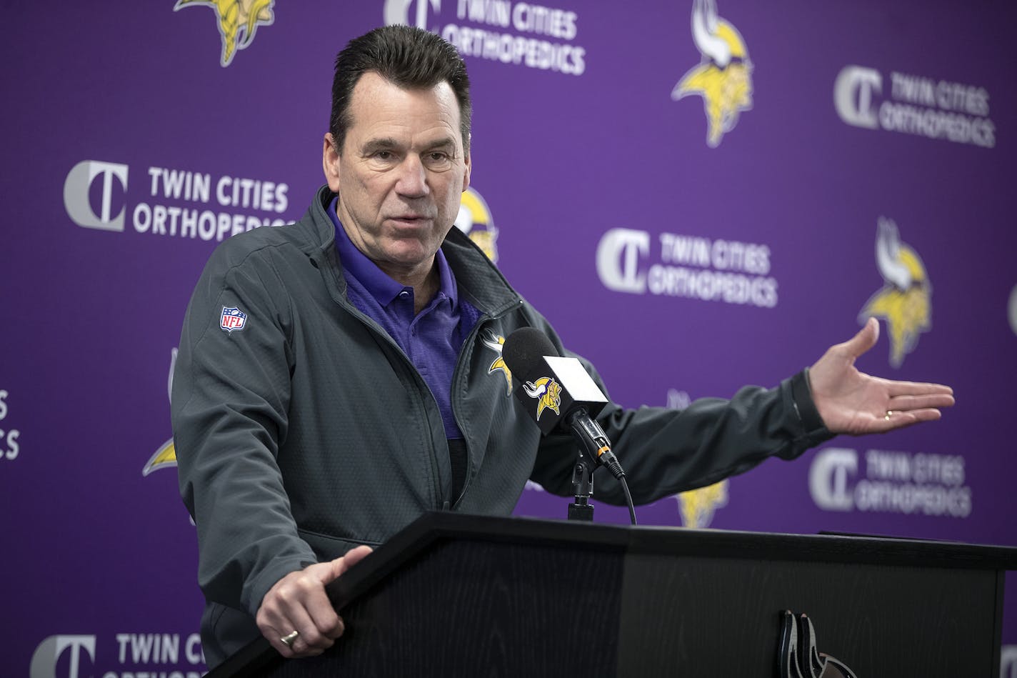 Offensive Coordinator/Assistant Head Coach Gary Kubiak fielded questions from the press during a press conference at TCO Performance Center, Tuesday, February 11, 2020 in Eagan, MN. ] ELIZABETH FLORES &#x2022; liz.flores@startribune.com