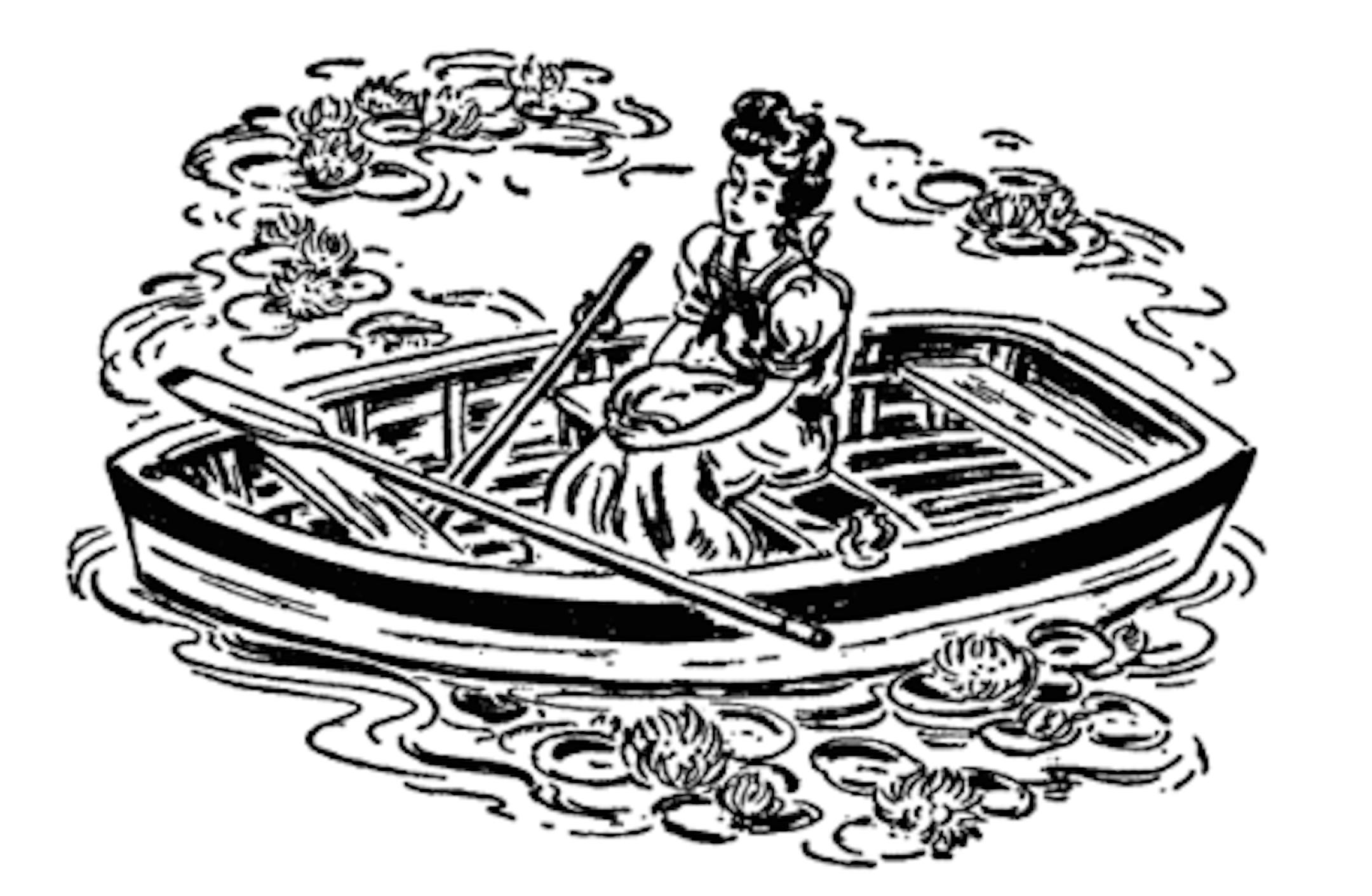 Betsy Ray on Murmuring Lake. Illustration by Vera Neville; copyright HarperCollins