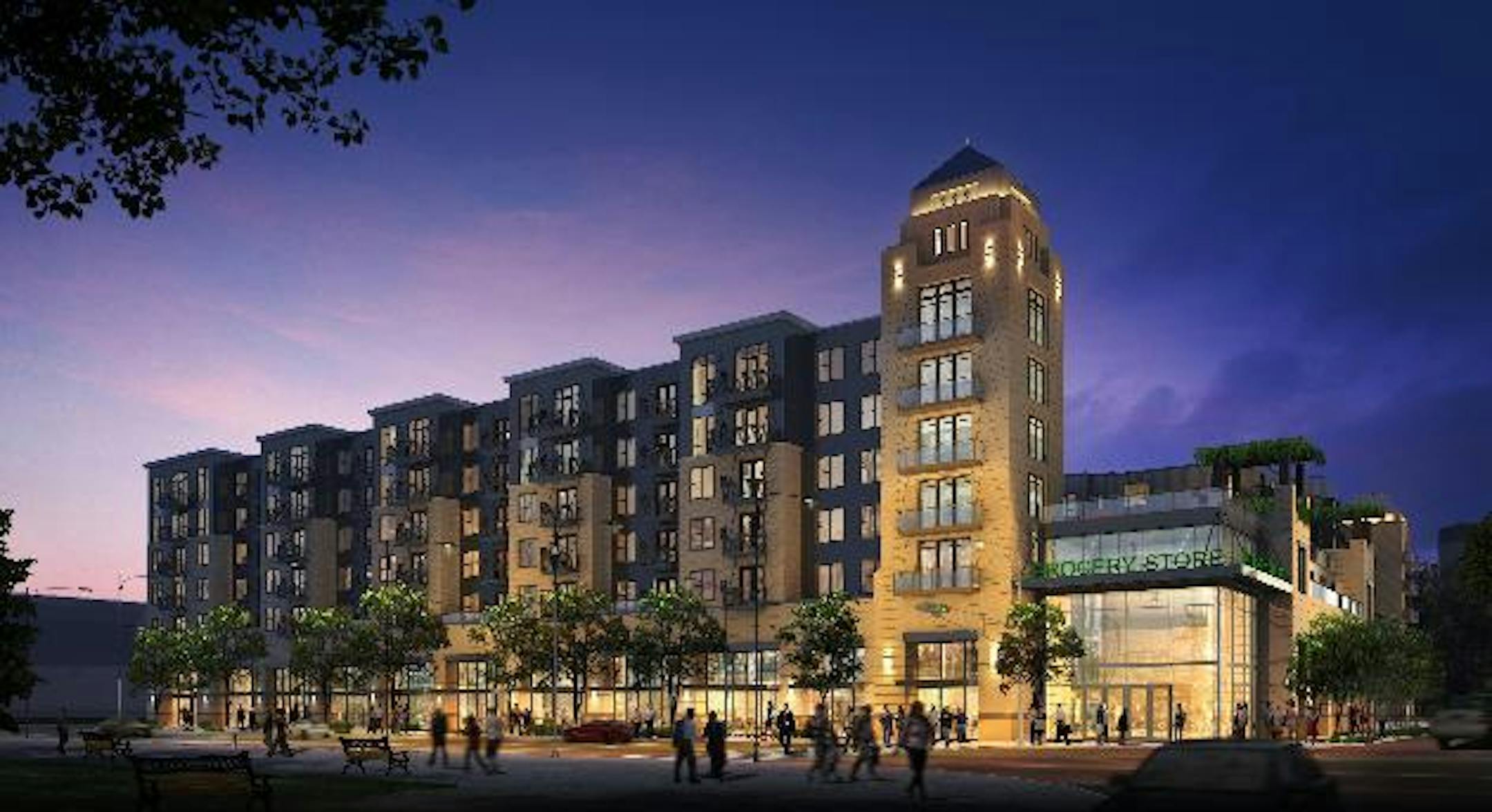 An artist's rendering of the planned 222 Hennepin mixed-use project. Whole Foods will be the anchor tenant.