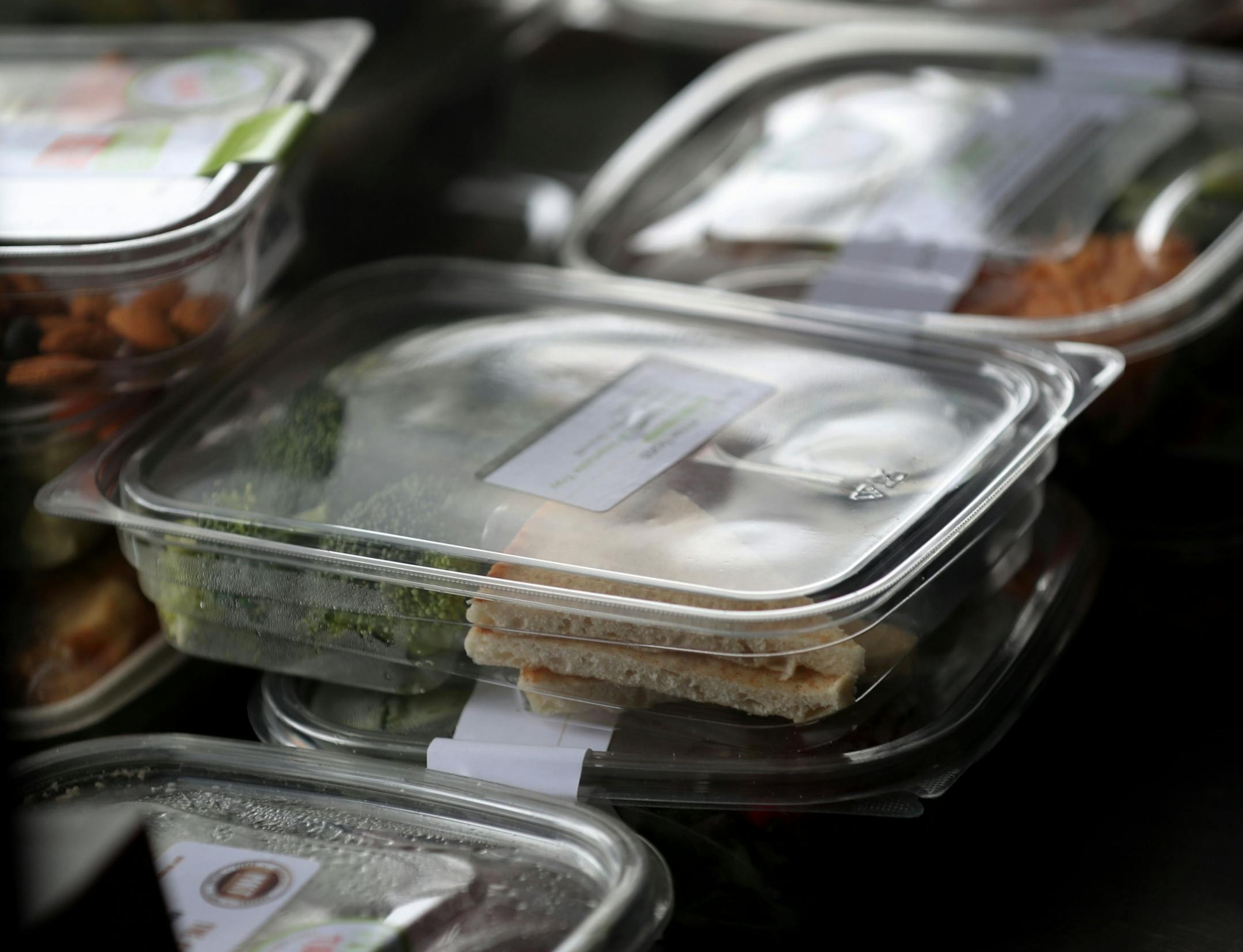The local non-profit, Loaves and Fishes has partnered with the MSP Airport and concessionaire HMS Host to donate ready-to-eat meals not purchased at the airport, that would otherwise be thrown away, to the homeless near the Dorothy Day Center Thursday, Dec. 28, in St. Paul, MN.