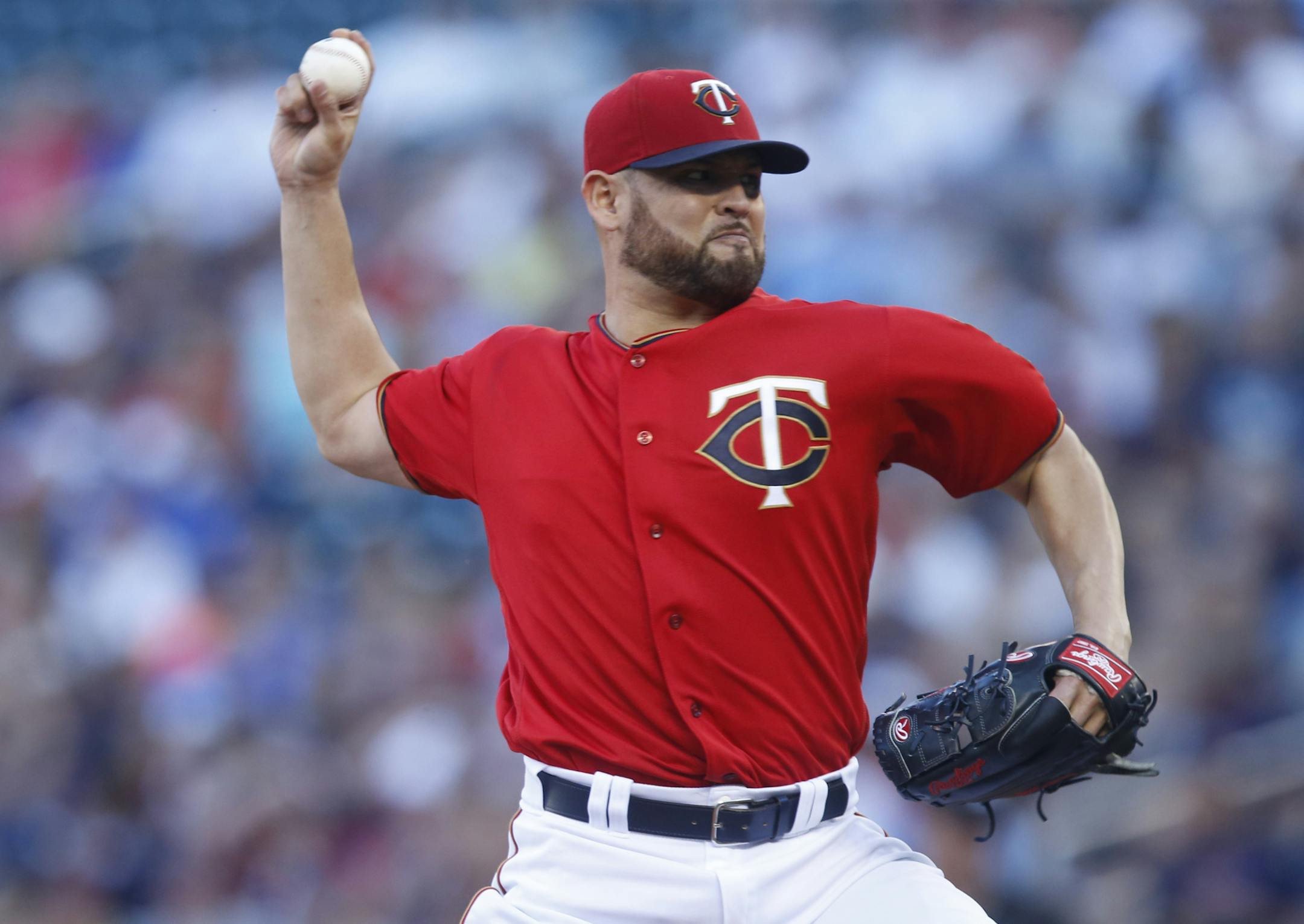 Minnesota Twins pitcher Ricky Nolasco throws against the Chicago White Sox in the first inning of a baseball game Friday, July 29, 2016, in Minneapolis. (AP Photo/Jim Mone)