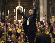 Philip Brunelle, founder of VocalEssence, conducted a performance at the Cathedral of St. Paul in St. Paul, Minn., on October 28, 2018. ] RENEE JONES 