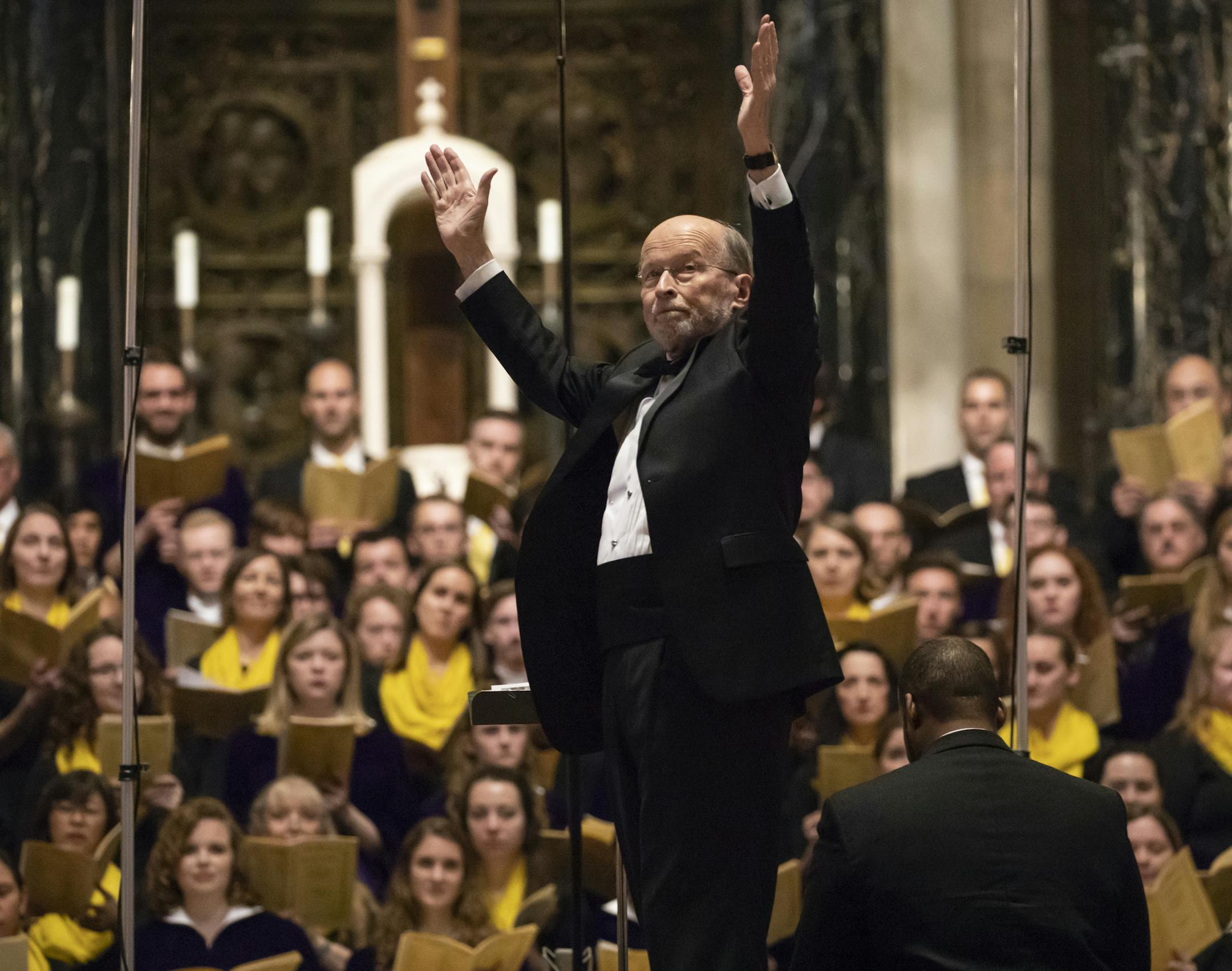 Philip Brunelle, founder of VocalEssence, conducted a performance at the Cathedral of St. Paul in St. Paul, Minn., on October 28, 2018. ] RENEE JONES SCHNEIDER • renee.jones@startribune.com
