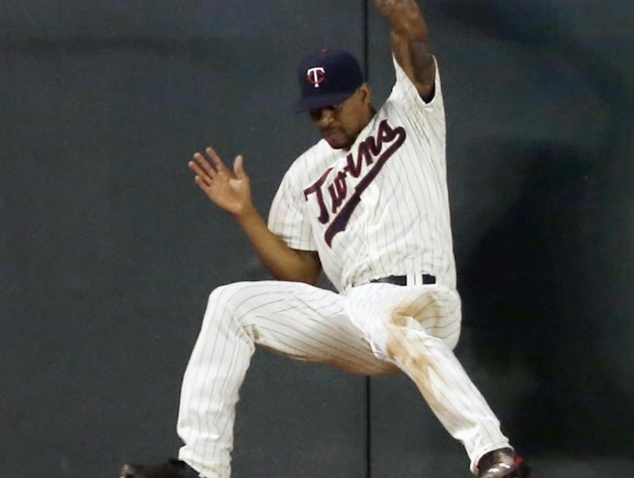 Byron Buxton went to the wall to make this catch in a recent game at Target Field.