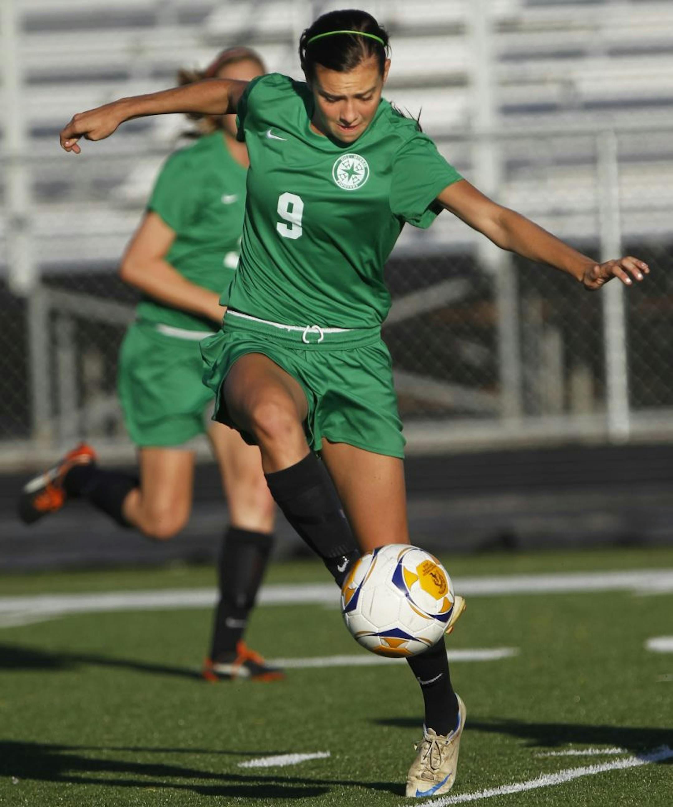 Julianna Gernes, who leads Hill-Murray with 19 goals, puts pressure on opposing defenses. Photo by Richard Tsong-Taatarii • rtsongtaatarii@startribune.com