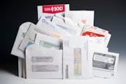 A month's worth of direct mail solicitations received by Kristina Parker to sell her payments from a structured settlement. NOTE: Her name and address